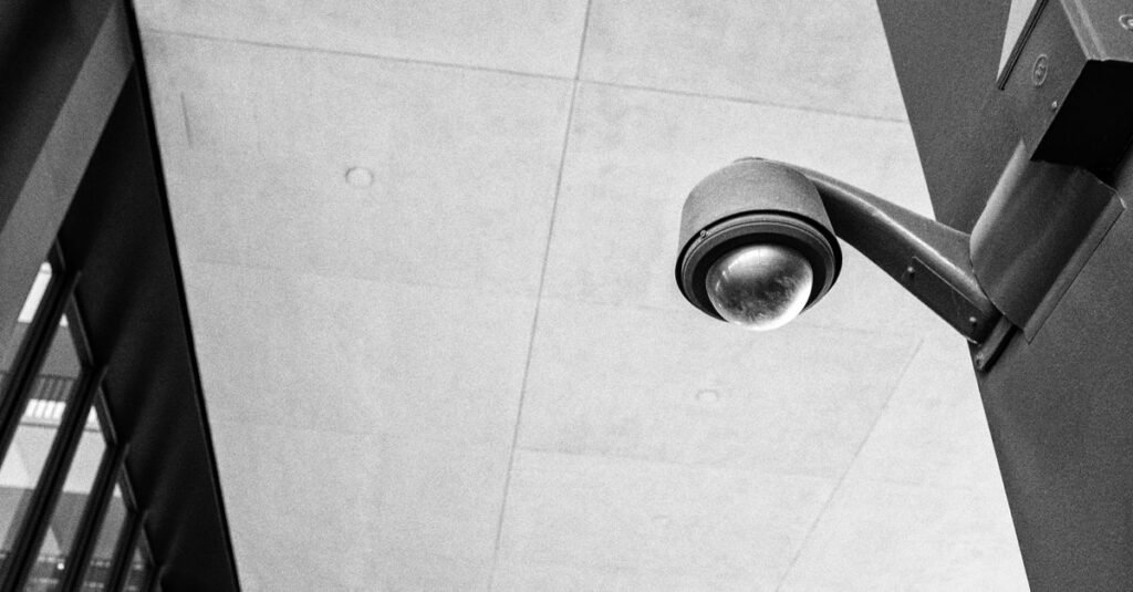 CCTV surveillance camera installed on the exterior of a building