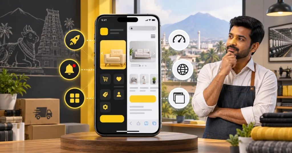 Native mobile app and responsive mobile website comparison for a Coimbatore business