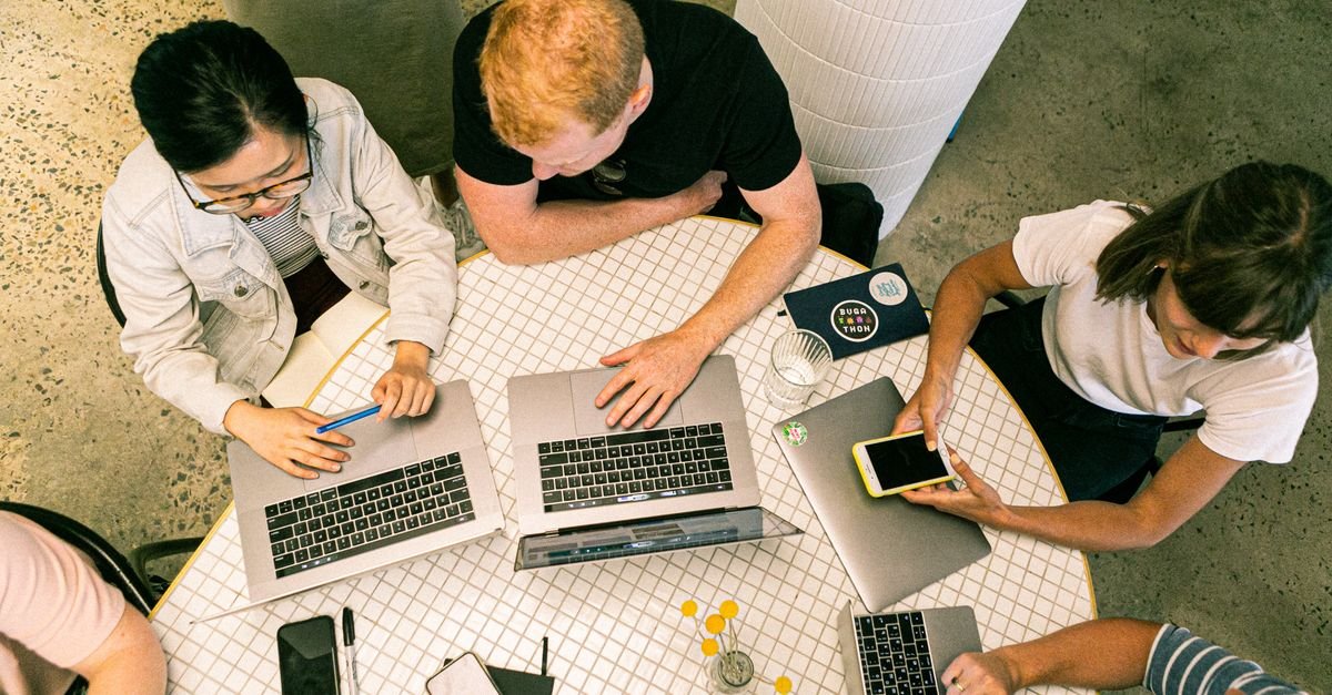 Digital marketing team planning content together