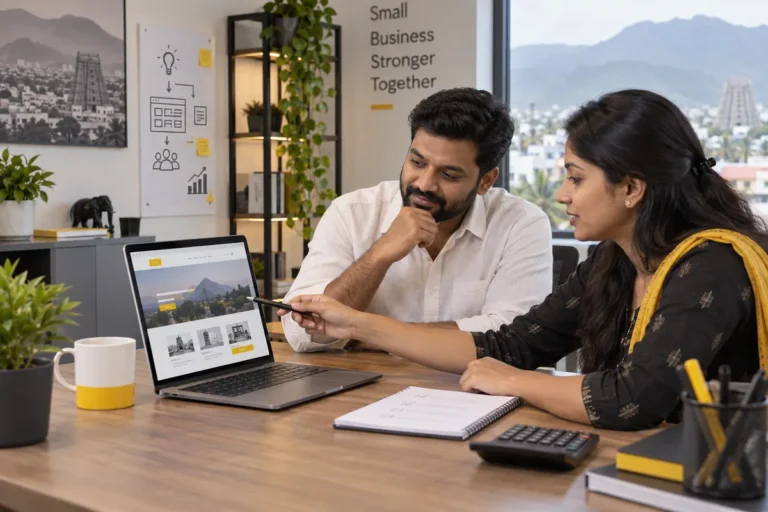 Coimbatore business owner reviewing website development scope and cost