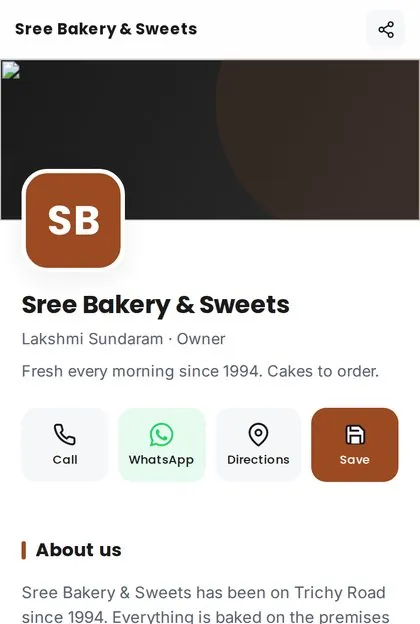 Bakery digital visiting card demo