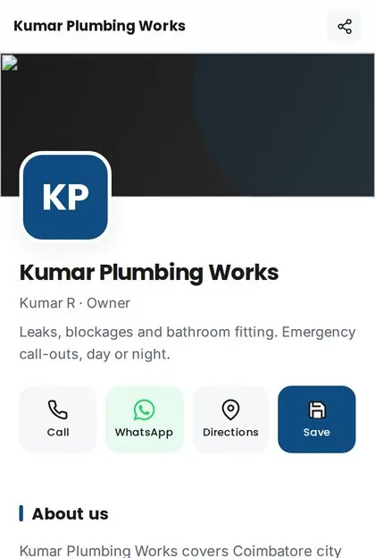 Plumber digital visiting card demo
