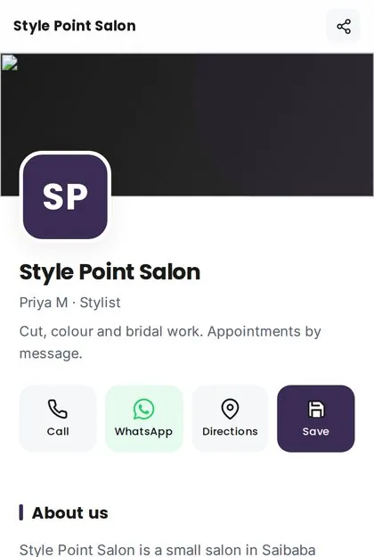 Salon digital visiting card demo